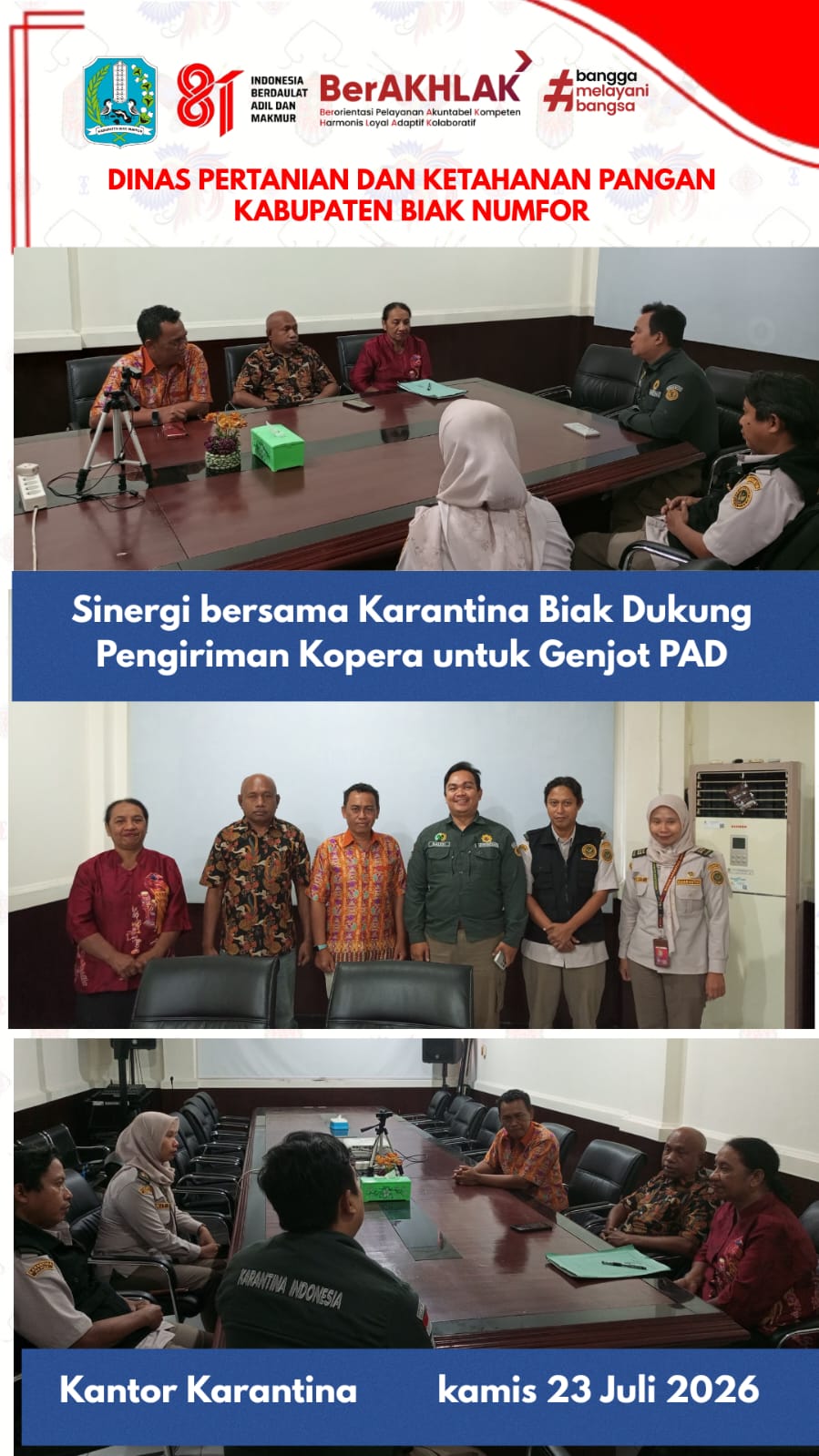 Sinergi bersama Karantina Biak Dukung Pengiriman Kopra untuk genjot PAD