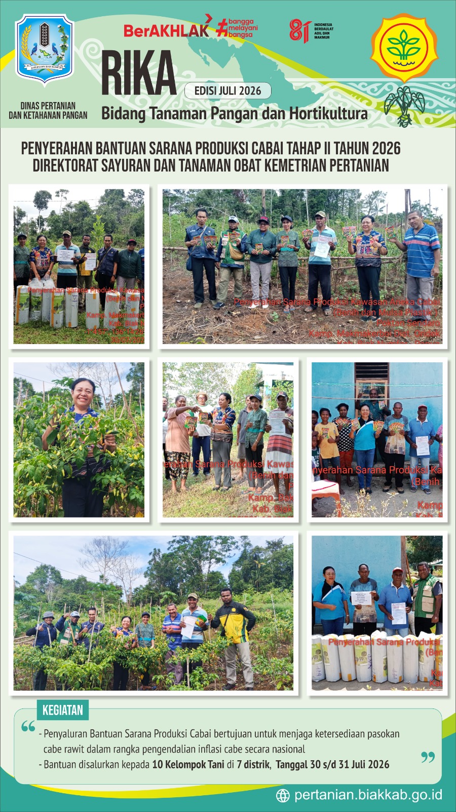 Penyerahan Bantuan Sarana Produksi Cabai Tahap II Tahun 2026