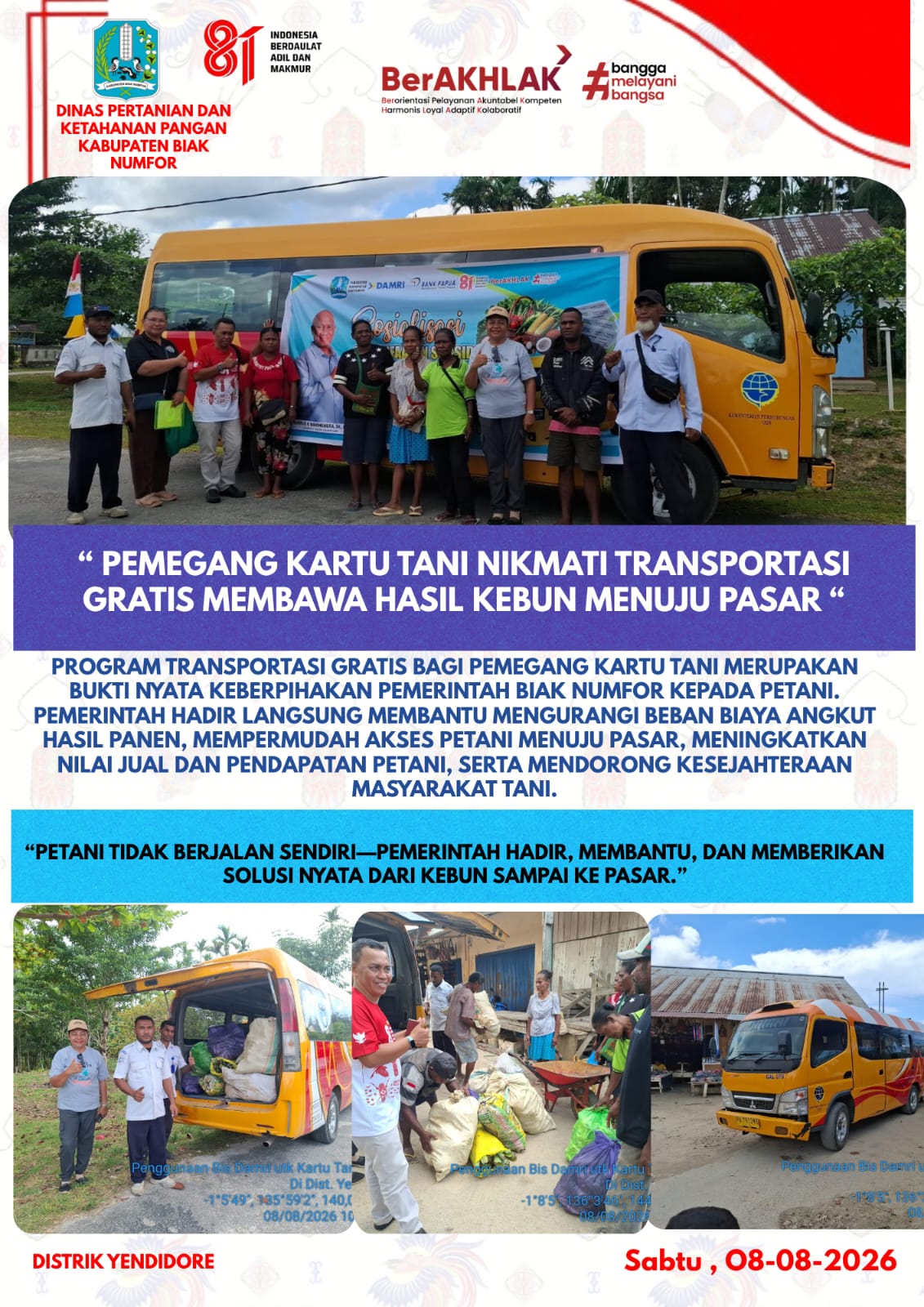 Uji coba pemanfaatan Subsidi Transportasi melalui Kartu Tani